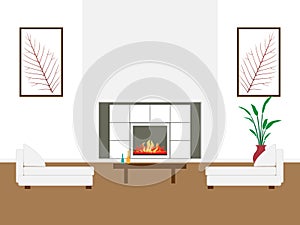 Living room interior desgin flat vector illustration