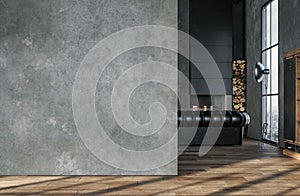 Living room interior in loft, industrial style photo