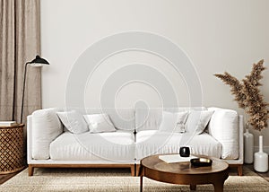 Living room interior mockup, Home interior background, 3d render