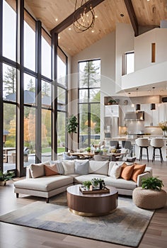 A living room interior in new luxury home