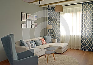 Living room interior in the Scandinavian style