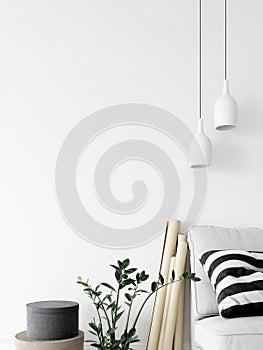 Living room interior. Wall mockup. Wall art. 3d rendering, 3d illustration.