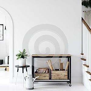 Living room interior. Wall mockup. Wall art. 3d rendering, 3d illustration.