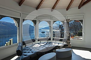 Living room with leather divan