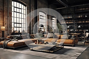 Living room in loft industrial style