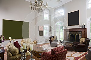 Living room in luxury estate home