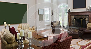 Living room in luxury estate home