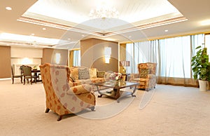 Living room of luxury suite in hotel