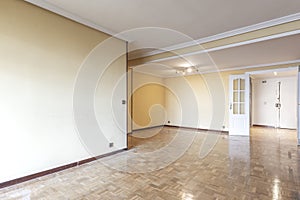 Living room with nooks and crannies and French oak parquet floors