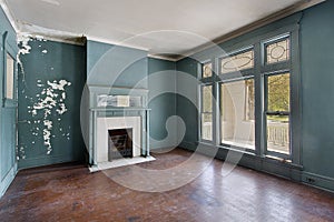 Living room in old abandoned home