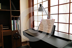 Living room with Piano in home in closeup
