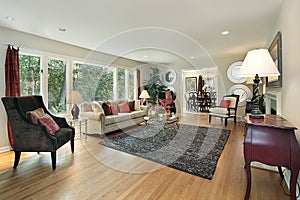 Living room in remodeled home