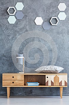 Living room with rustic cupboard