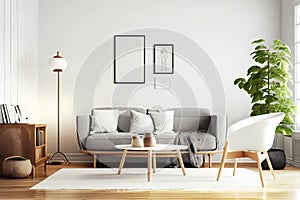 Living room in scandinavian interior design. Generative ai