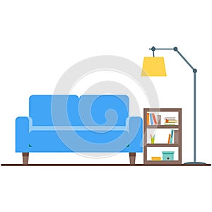 Living room with sofa design interior vector isolated