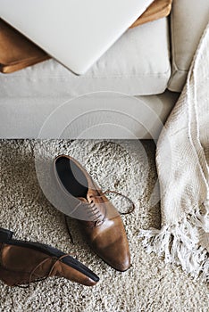 Living room sofa and shoes