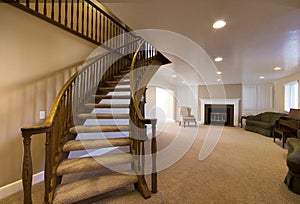 Living Room with Stairs going up