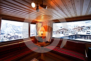 Living room in Swiss Alpine Chalet photo