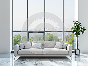 Living room wall poster mockup. Interior mockup with home background,. Minimalist home with cozy interior design