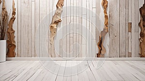 living room White wall and floor with File of texture of bark wood