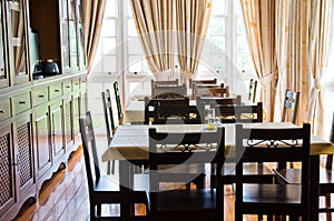 Living room with tables and chairs in a restaurant photo