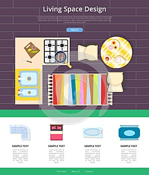 Living Space Design Web Page Vector Illustration