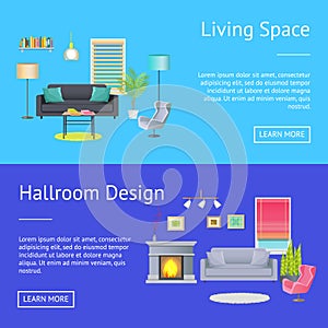 Living space hallroom design vector illustration