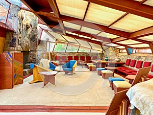Scottsdale, Arizona, USA- September 20, 2022: Interior View of Taliesin West, winter home and school of famed architect Frank Lloy