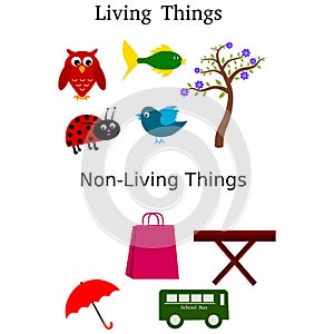 Living Things and Non-living Things Illustration