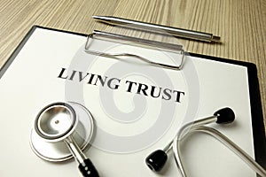 Living trust document with stethoscope