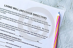 Living Will Advance Directive photo