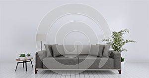 Livingroom interior wall mock up empty white background. 3D rendering