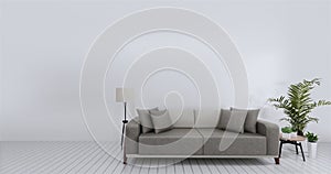 Livingroom interior wall mock up empty white background. 3D rendering