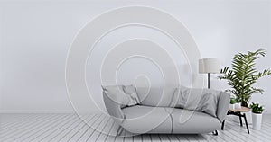 Livingroom interior wall mock up empty white background. 3D rendering