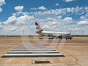 LIVINGSTON, ZAMBIA - NOVEMBER 24, 2018. Boeing 737-436 British Airways Comair on Harry Mwanga Nkumbula International Airport in