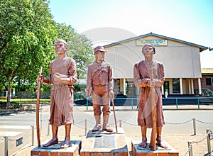 Statues of Livingstone and his guides, James Chuma and Abdullah Susi, outside Harry Mwaanga Nkumbula International Airport