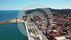 Lixouri is the second largest city of Kefalonia, Greece. Aerial view of city and port of Lixouri, Cefalonia island, Ionian, Greece