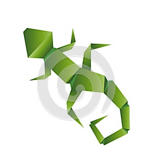 Lizard abstract isolated origami on a white background, vector illustration.