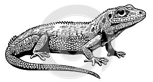 Lizard crawling sketch hand drawn in doodle style Vector illustration