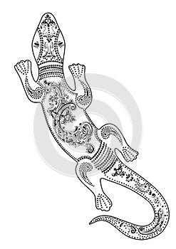 Lizard with decorative patterns black