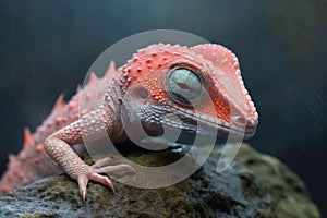 lizard with half-shedded skin on rocks