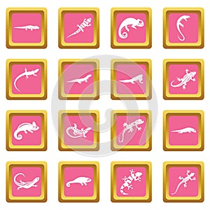 Lizard icons pink