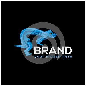 Lizard logo template. Vector illustration on black background.