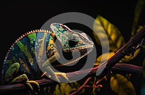 lizard Panther chameleon isolated on white background