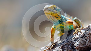 A lizard sunbathing on a rock