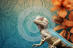 Lizard view colorful background. Generate Ai