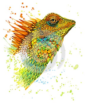 Lizard watercolor illustration