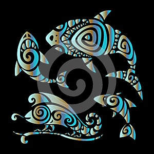 Lizards. Polynesian tattoo style