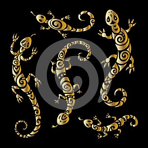 Lizards. Polynesian tattoo style