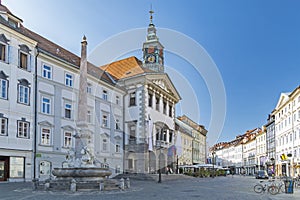 Ljubljana, capital of Slovenia, old town square and street